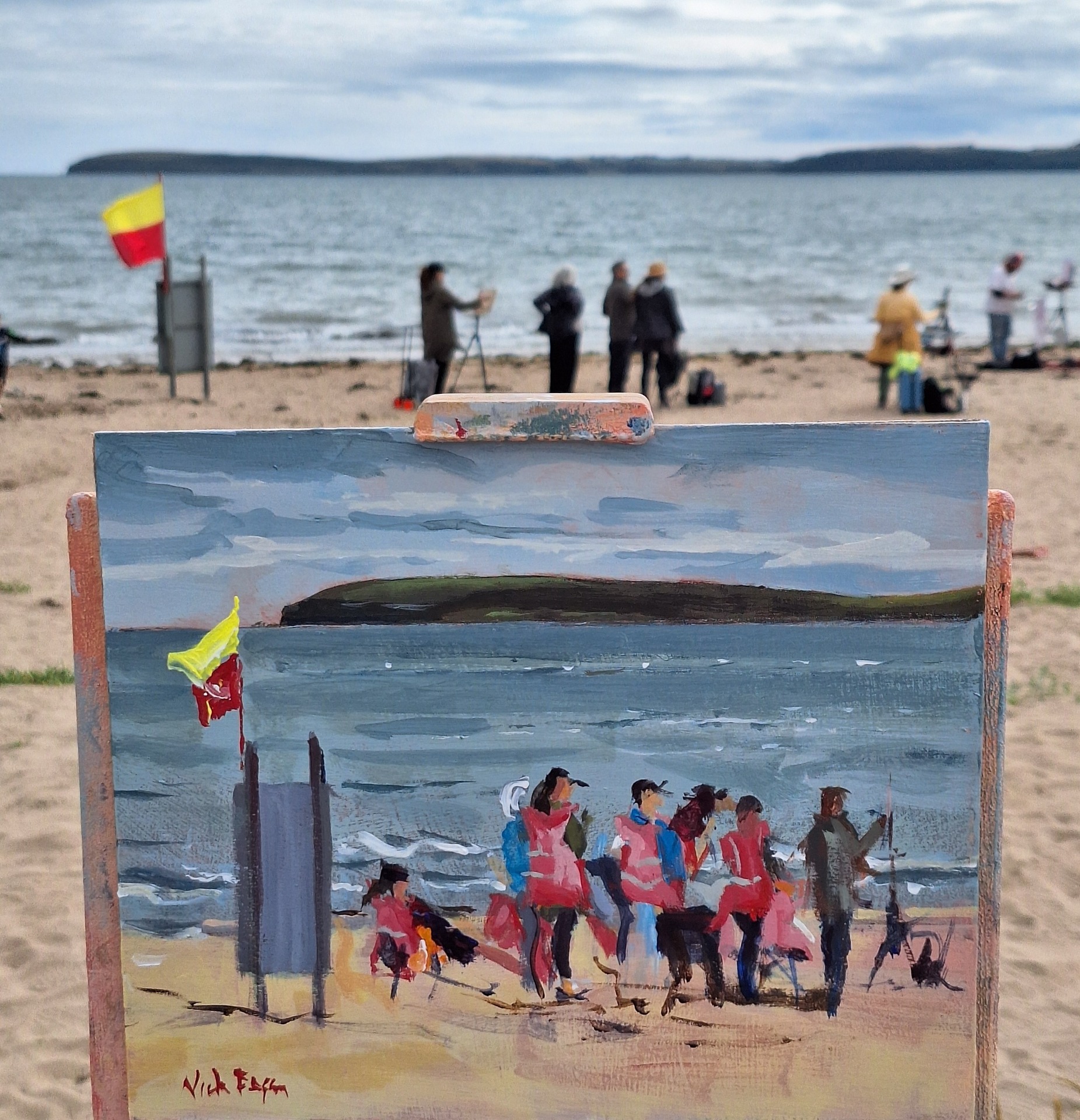 'Group Lesson' (acrylic. Duncannon Beach)